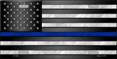 American Flag Thin Blue Line Metal License Plate