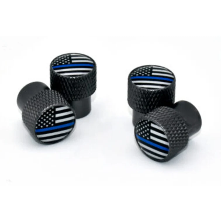 American Flag Thin Blue Line Valve Caps