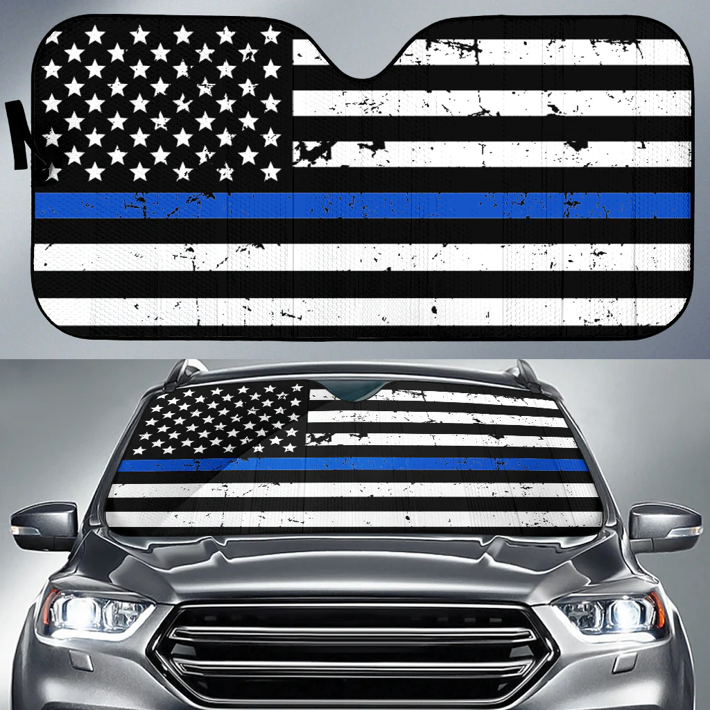American Thin Blue Line Flag Vehicle Car Sun Shade