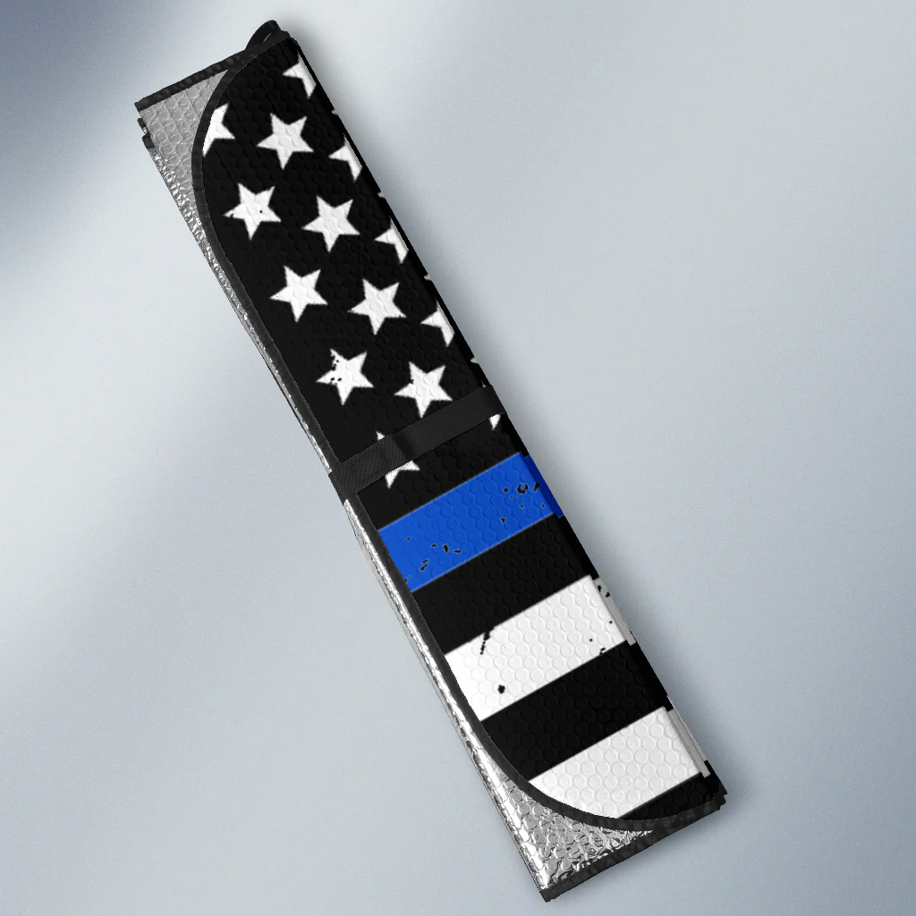 American Thin Blue Line Flag Vehicle Car Sun Shade - Image 3