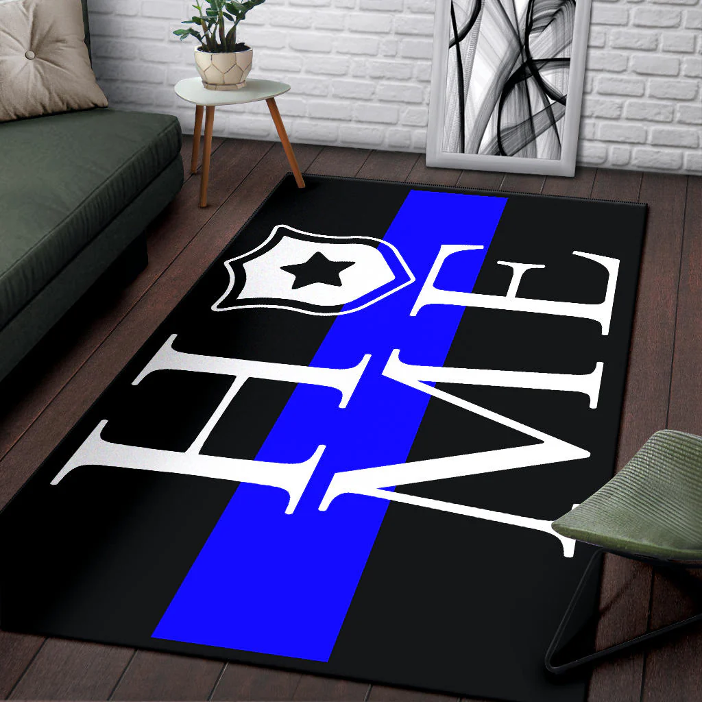 Awesome Thin Blue Line 'Home' Area Rug - Image 3