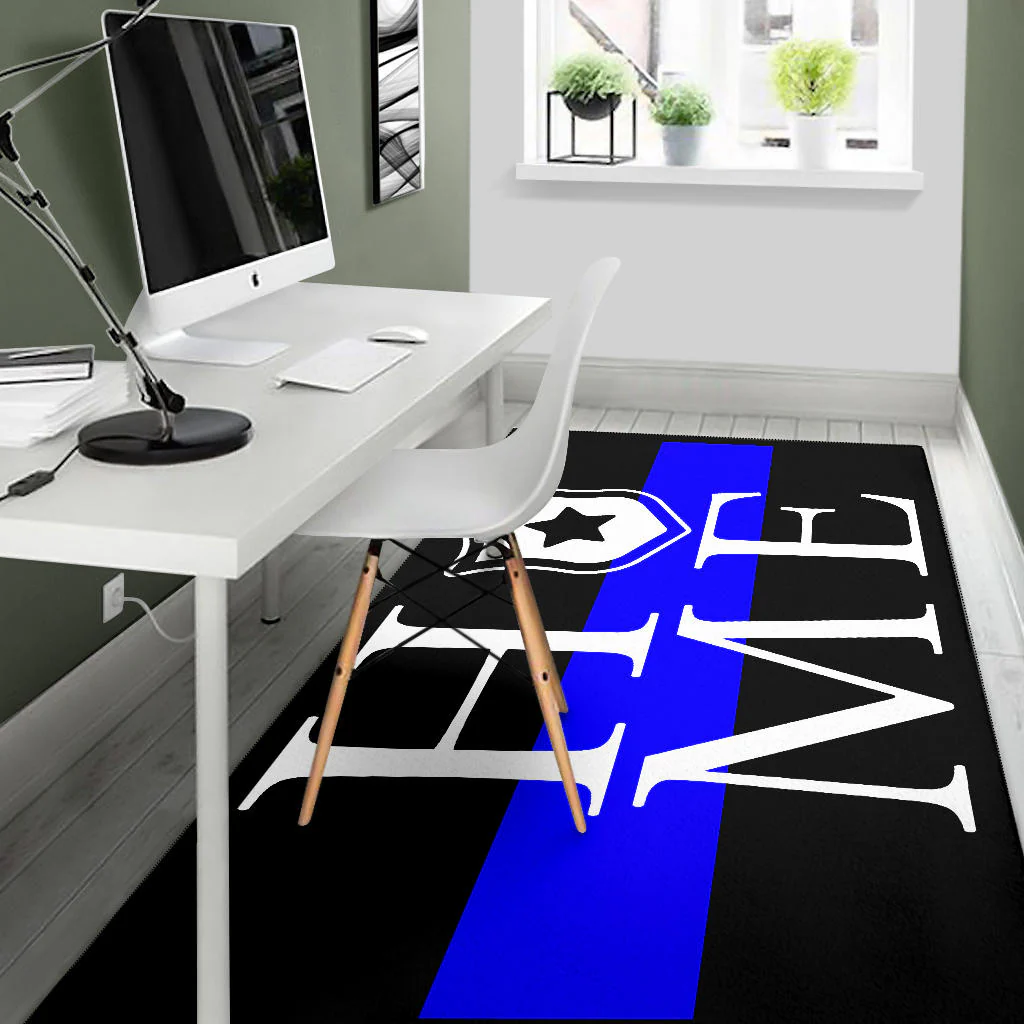 Awesome Thin Blue Line 'Home' Area Rug - Image 5
