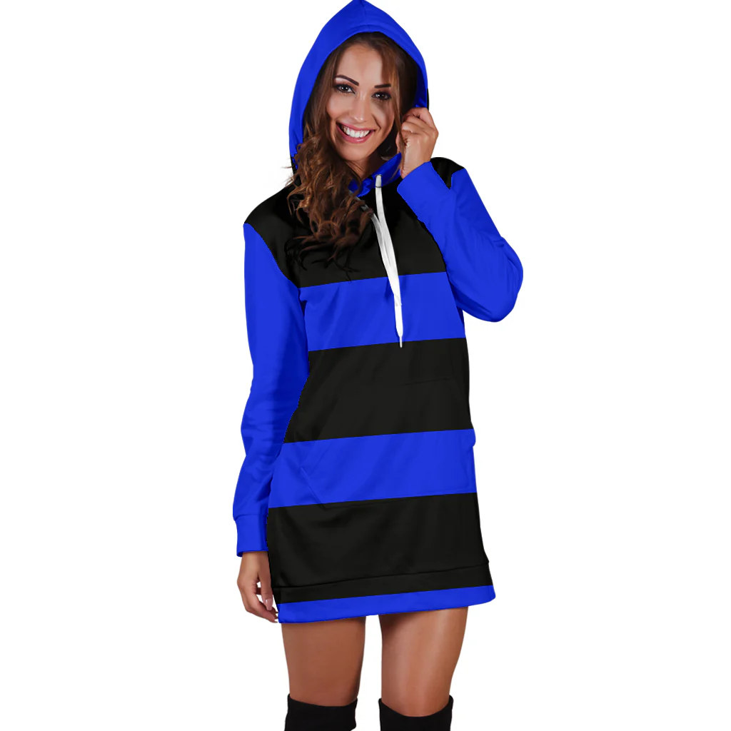 Black and Blue Hoodie Dress - Image 3