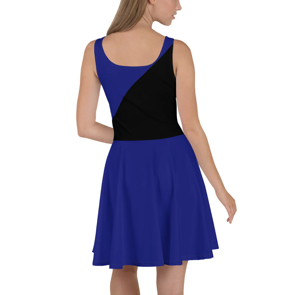 Black and Blue Thin Blue Line Skater Dress - Image 2