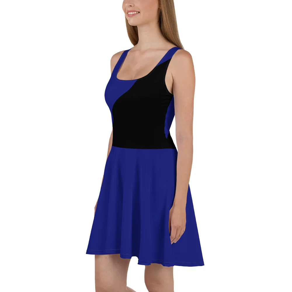 Black and Blue Thin Blue Line Skater Dress - Image 3