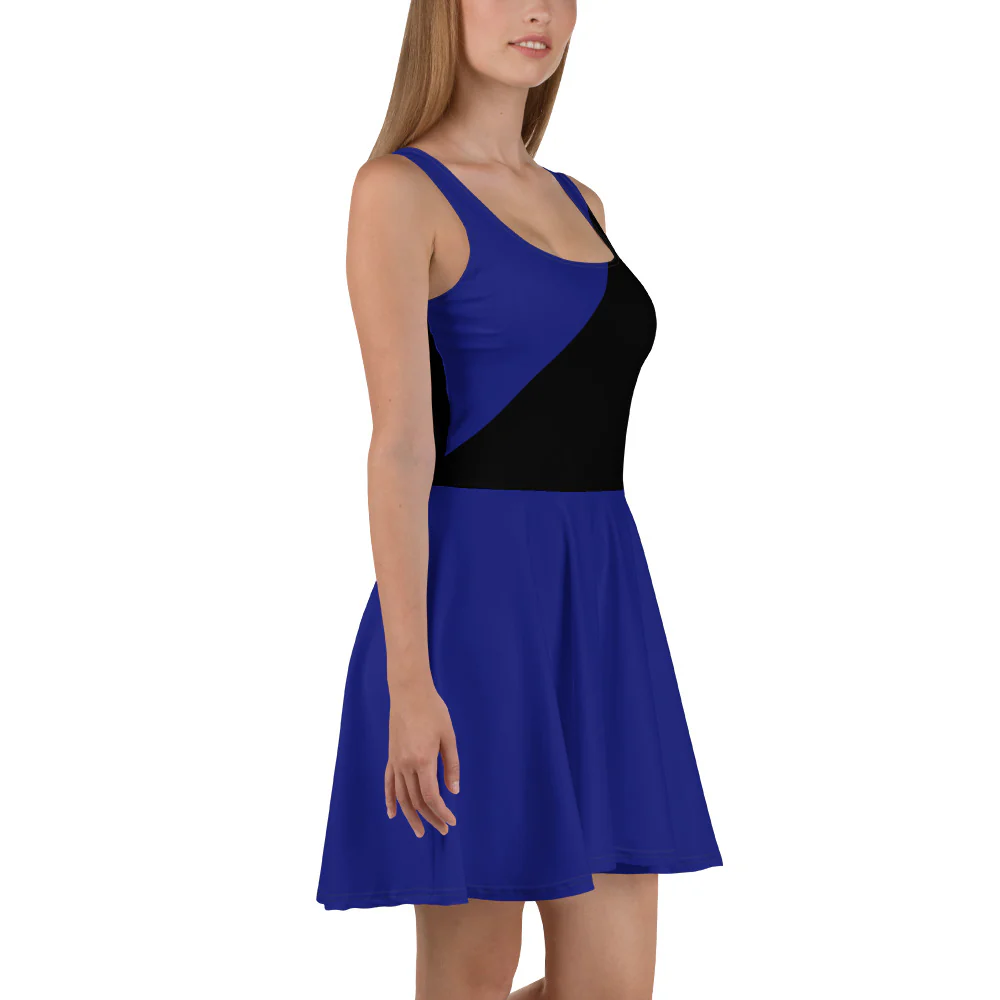 Black and Blue Thin Blue Line Skater Dress - Image 4