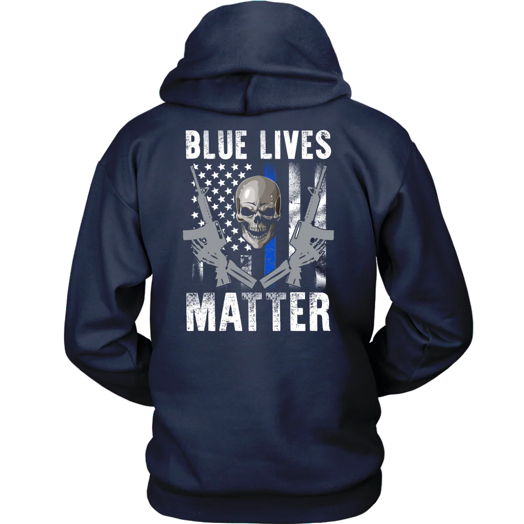 Blue Lives Matter Skull & Guns Shirts & Hoodies - Image 10