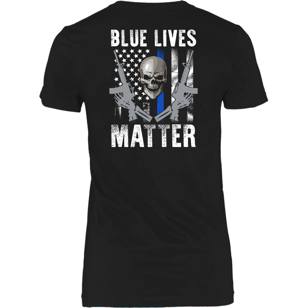 Blue Lives Matter Skull & Guns Shirts & Hoodies - Image 11