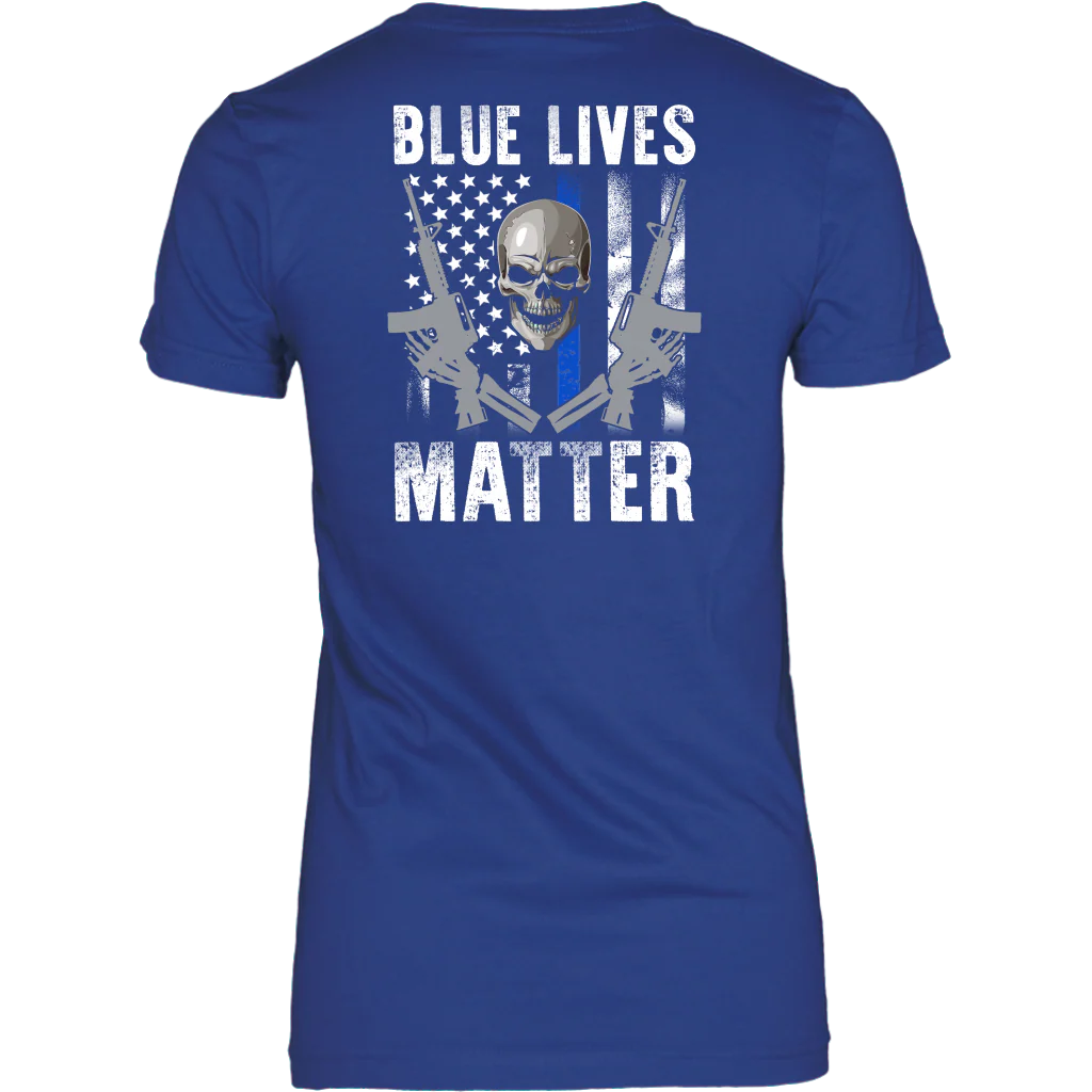 Blue Lives Matter Skull & Guns Shirts & Hoodies - Image 12