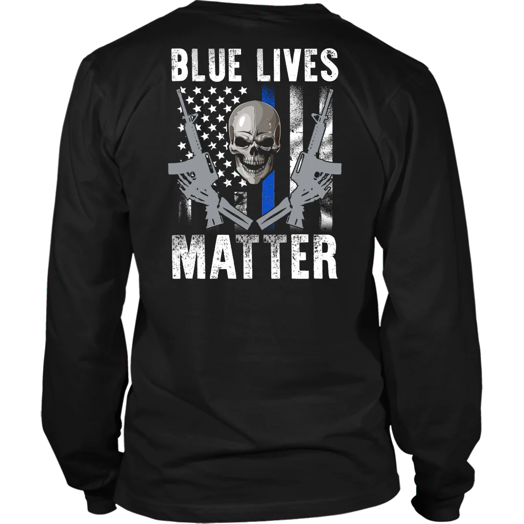 Blue Lives Matter Skull & Guns Shirts & Hoodies - Image 6