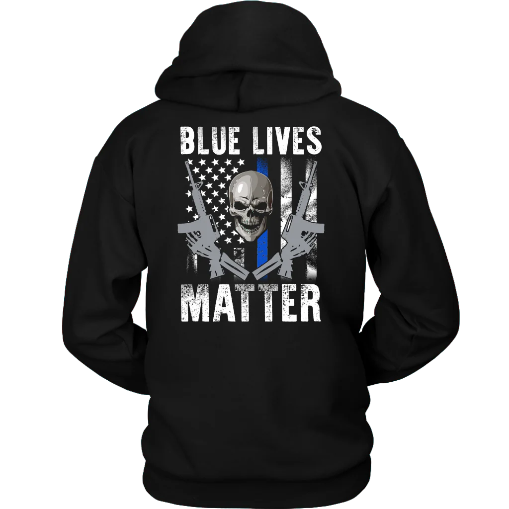 Blue Lives Matter Skull & Guns Shirts & Hoodies - Image 8
