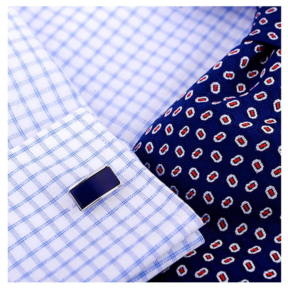 Deep Blue Line Rhodium Plated Cuff Links - Image 4
