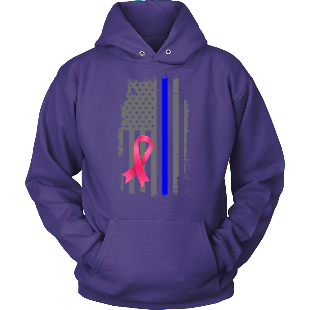 Breast Cancer Awareness Thin Blue Line Flag Shirt - Image 10