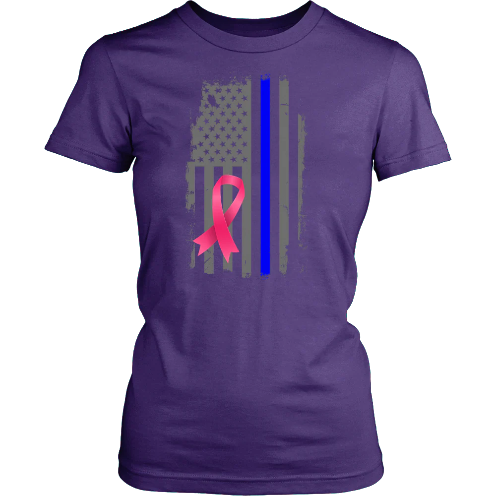 Breast Cancer Awareness Thin Blue Line Flag Shirt - Image 12