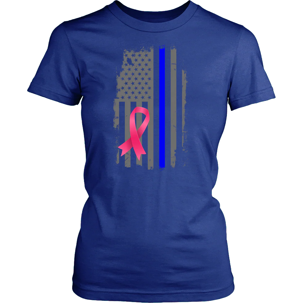Breast Cancer Awareness Thin Blue Line Flag Shirt - Image 13