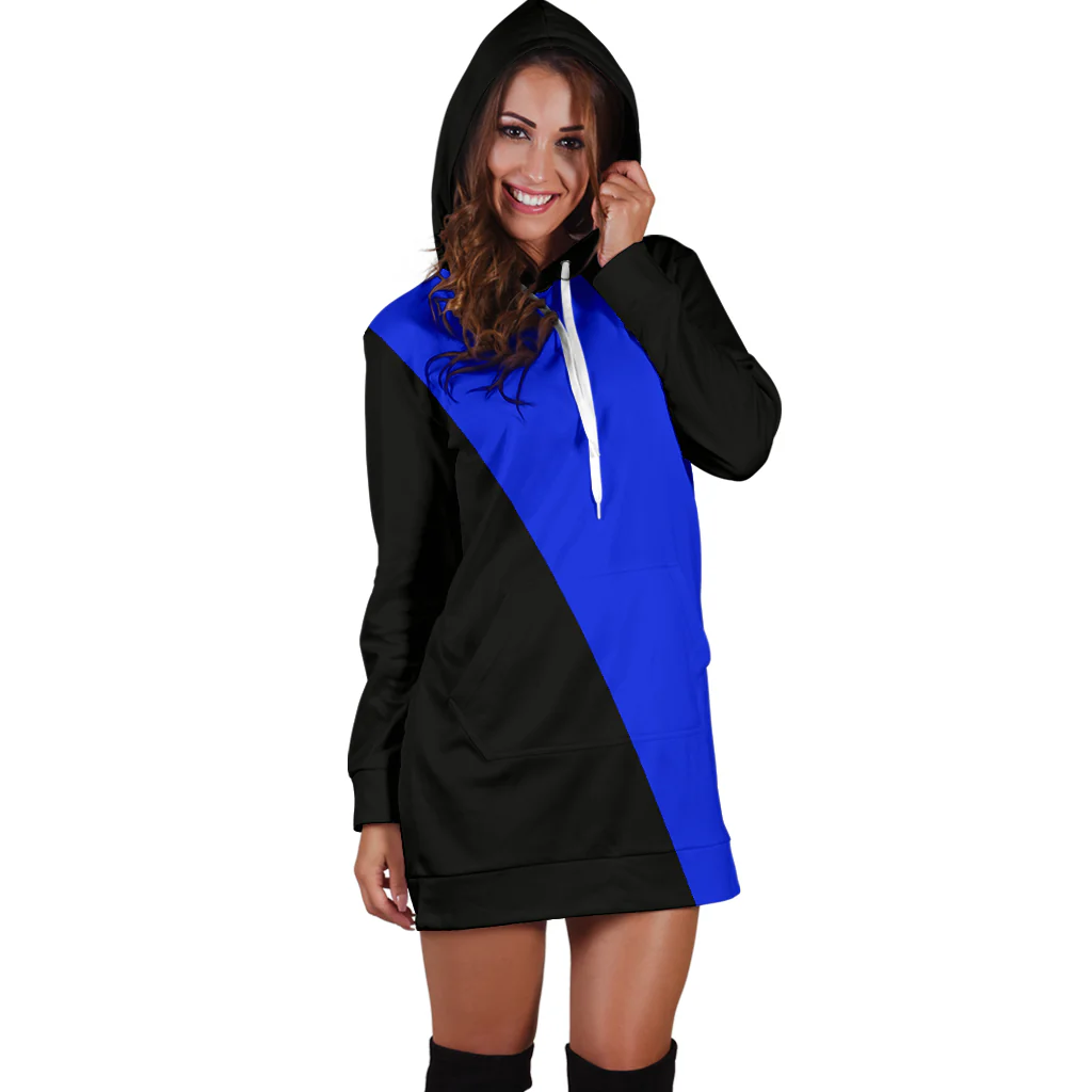 Diagonal Blue Line Hoodie Dress - Image 3
