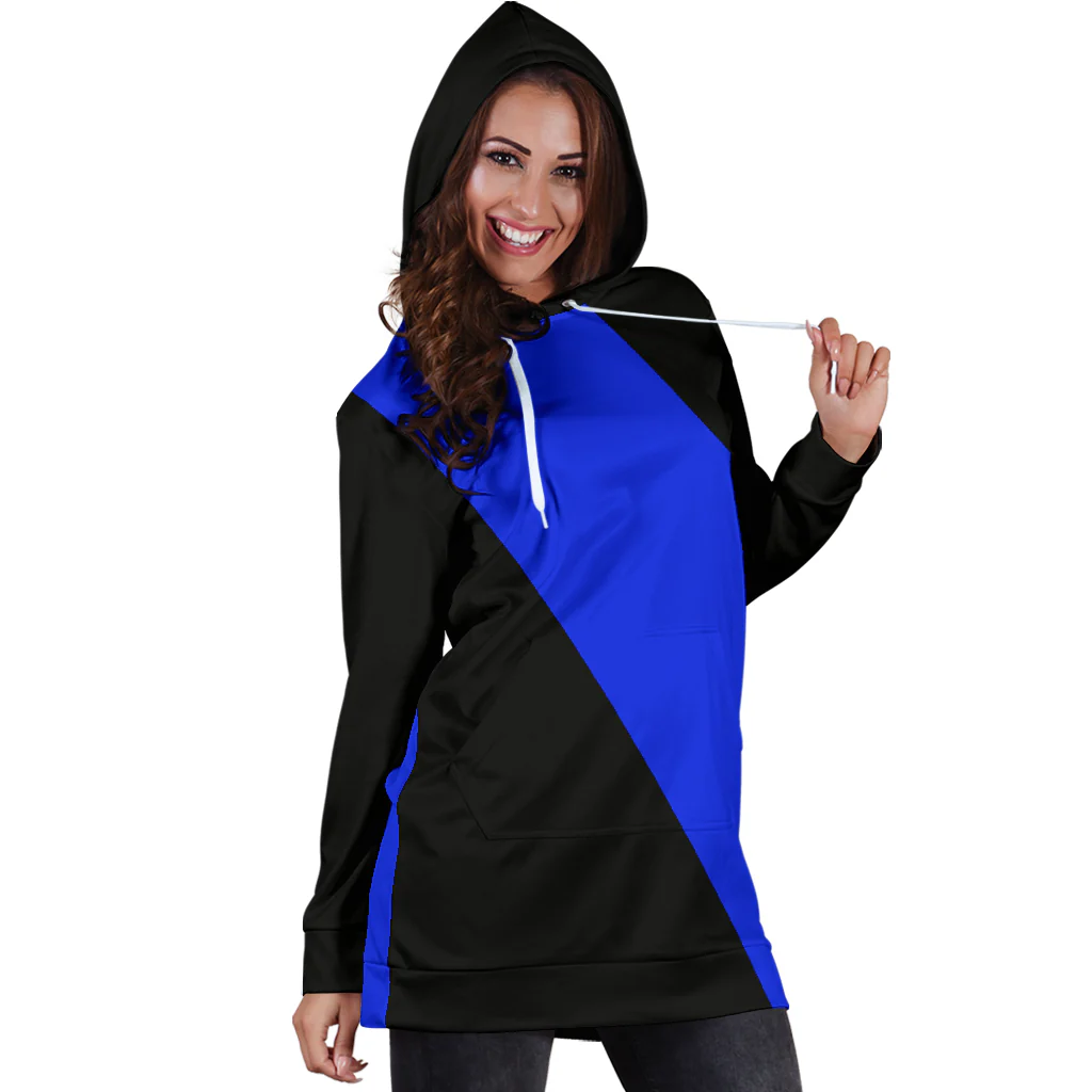 Diagonal Blue Line Hoodie Dress - Image 4