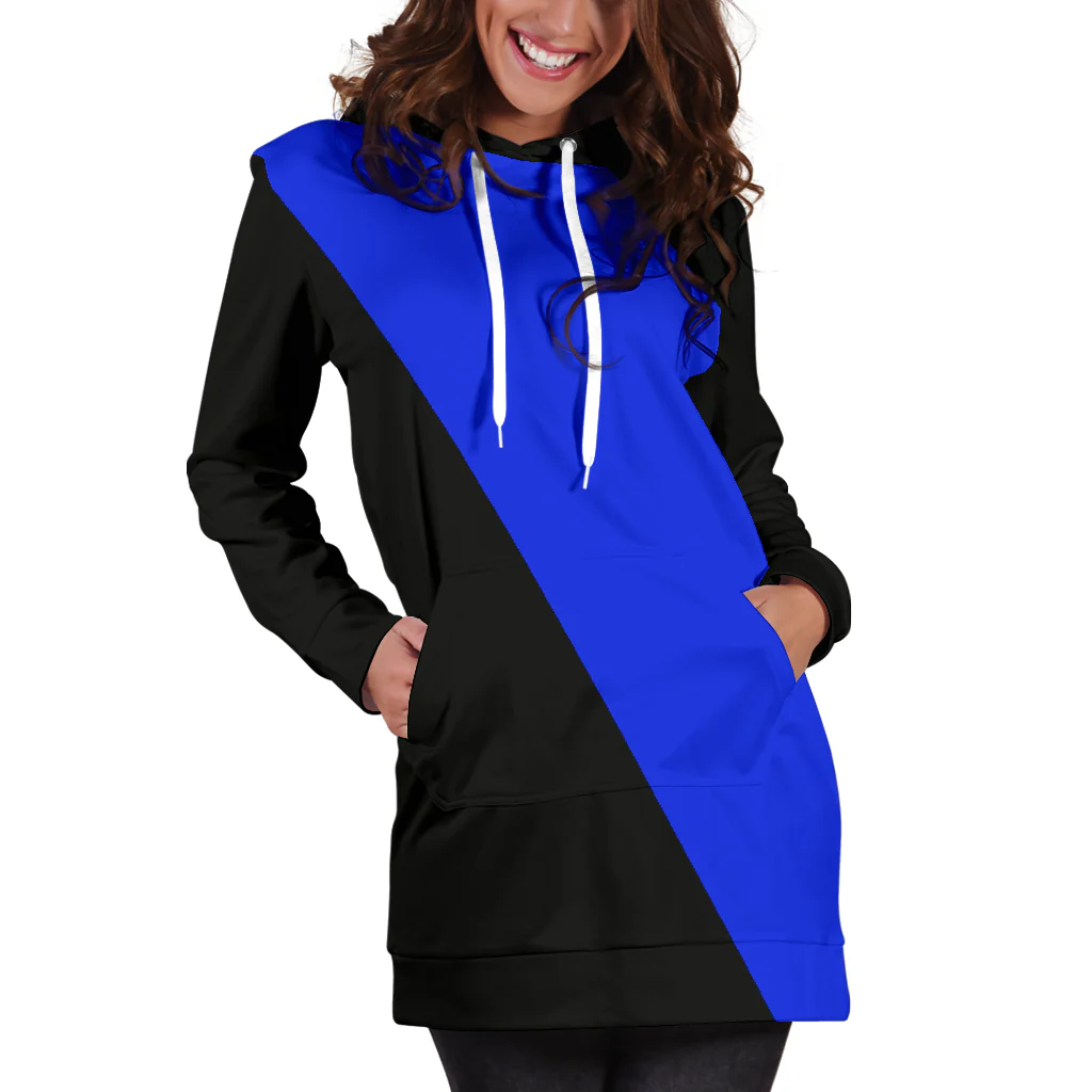 Diagonal Blue Line Hoodie Dress - Image 5