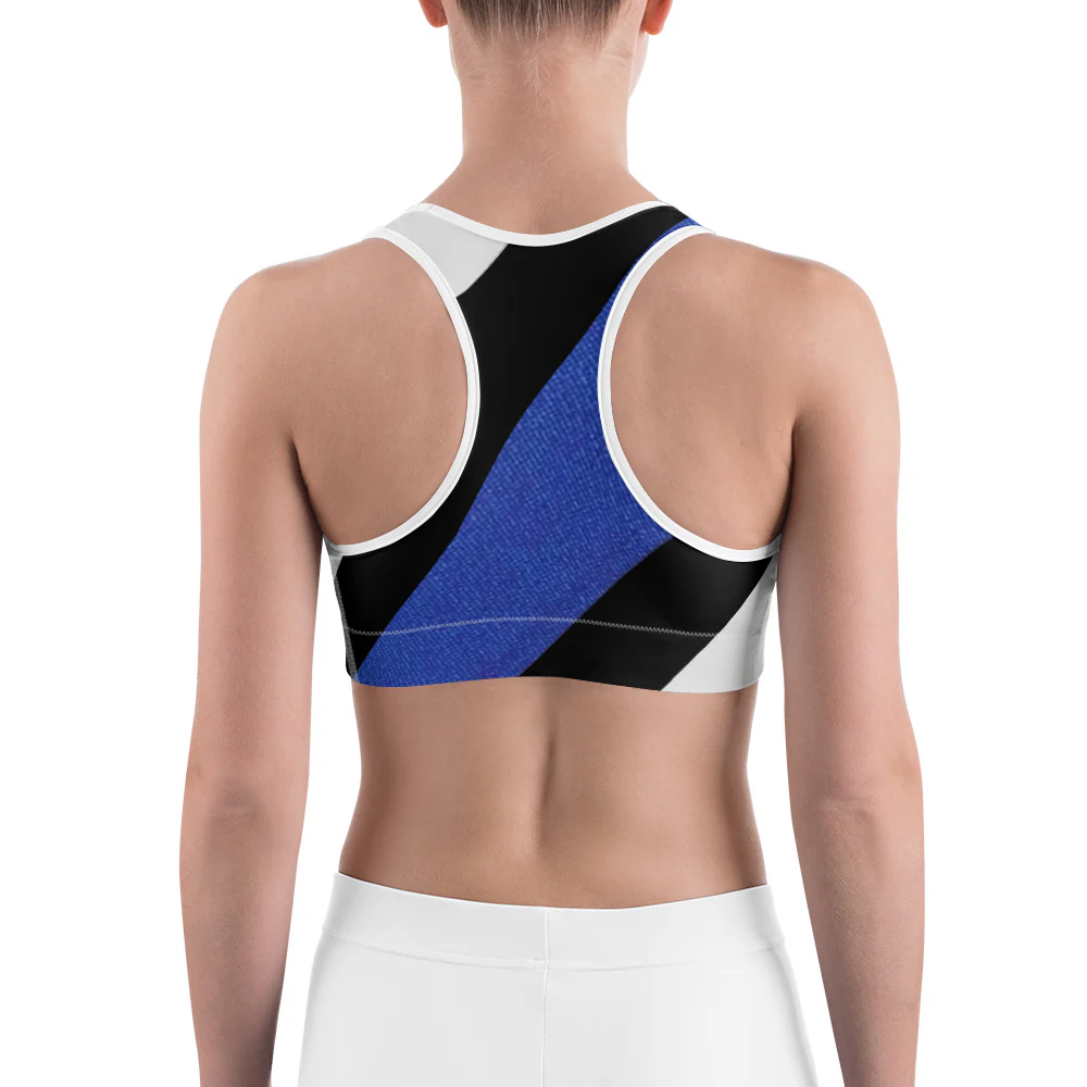 Diagonal Designed Thin Blue Line Sports Bra - Image 5