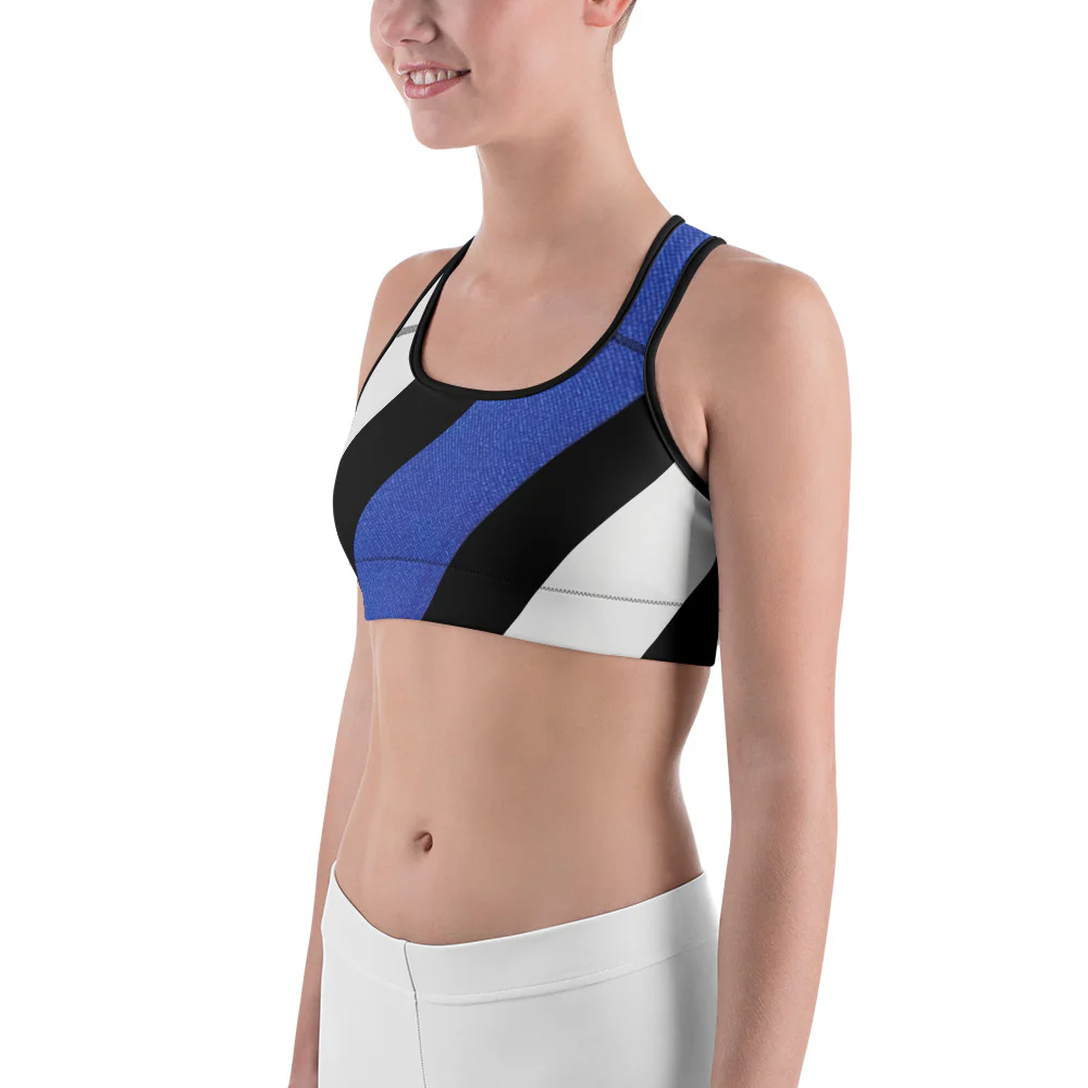 Diagonal Designed Thin Blue Line Sports Bra - Image 6