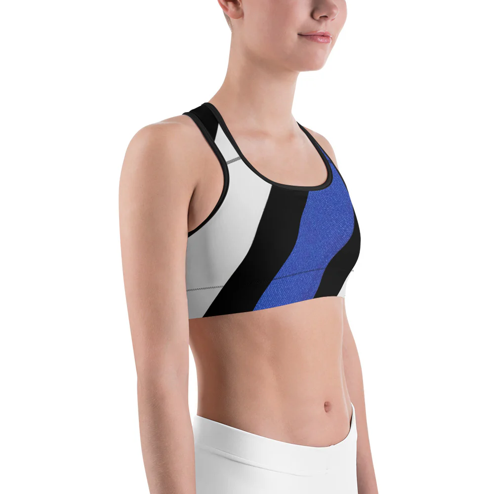 Diagonal Designed Thin Blue Line Sports Bra - Image 7