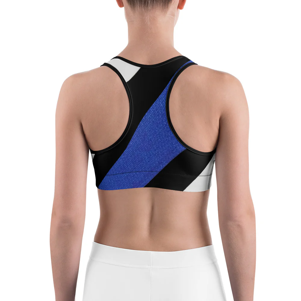 Diagonal Designed Thin Blue Line Sports Bra - Image 8