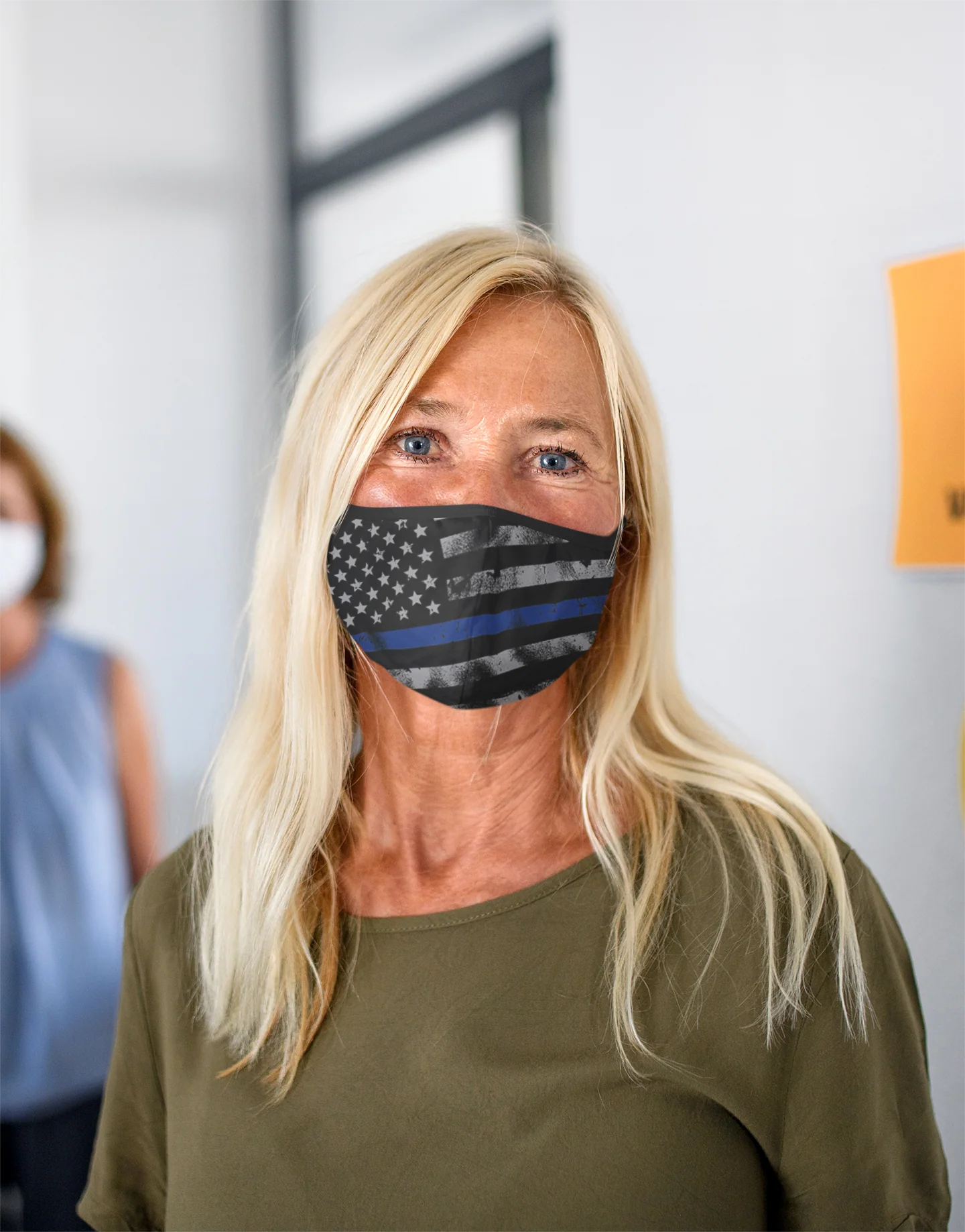 Distressed American Flag Thin Blue Line Face Mask with BONUS 2 x PM 2.5 Filters - Image 3