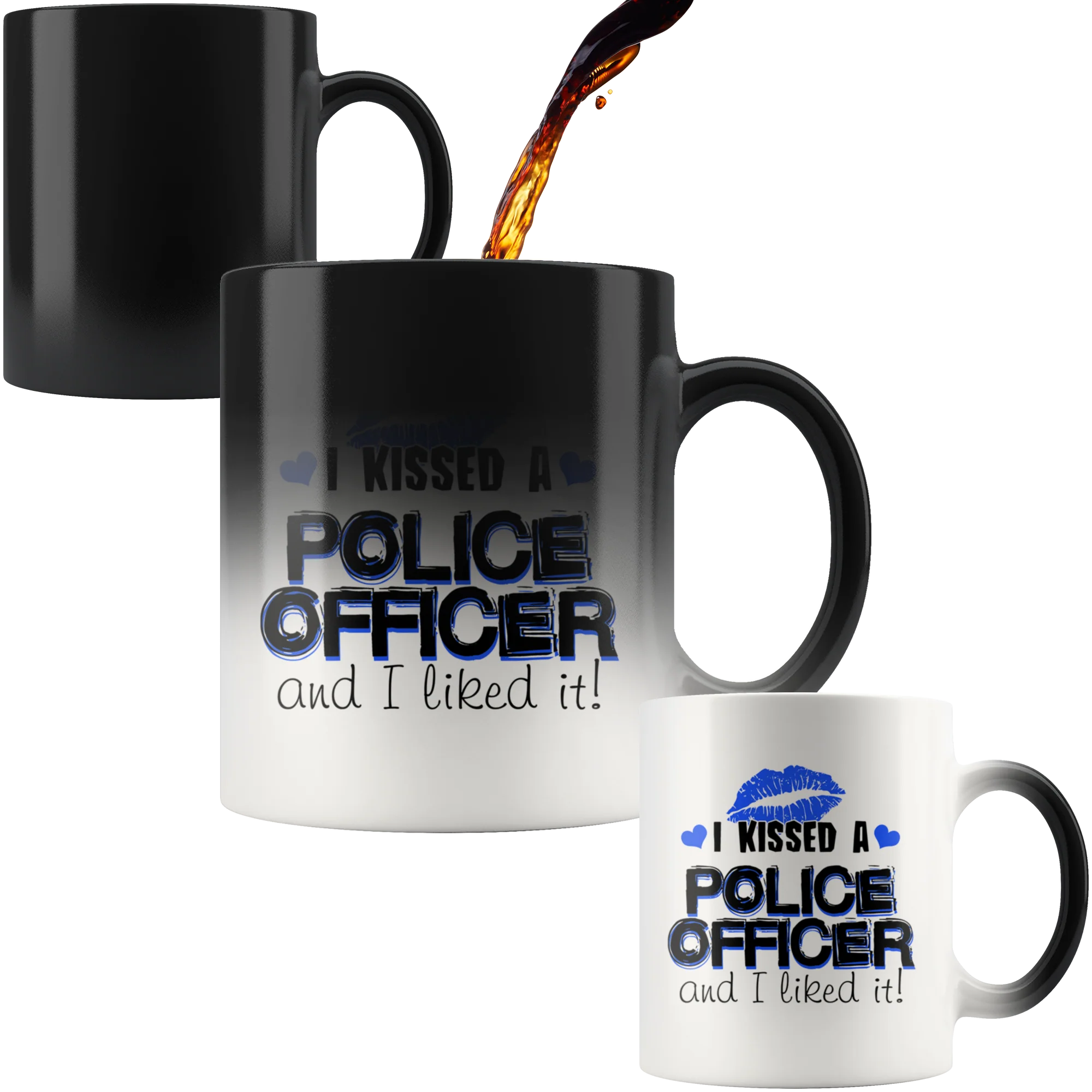 I Kissed A Police Officer - Blue Kisses - Color Changing Mug