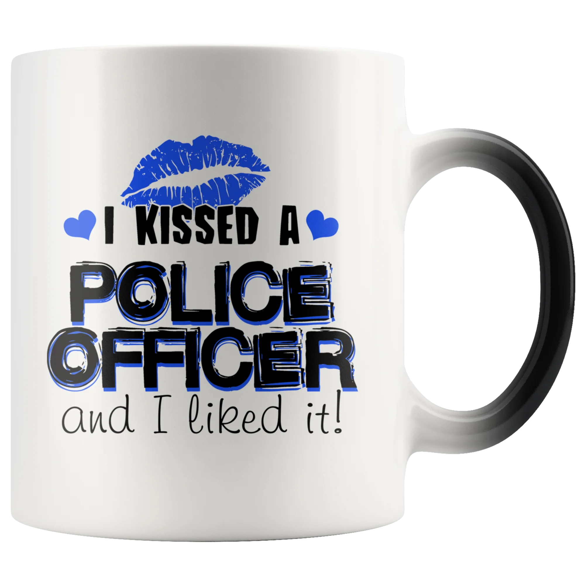 I Kissed A Police Officer - Blue Kisses - Color Changing Mug - Image 3