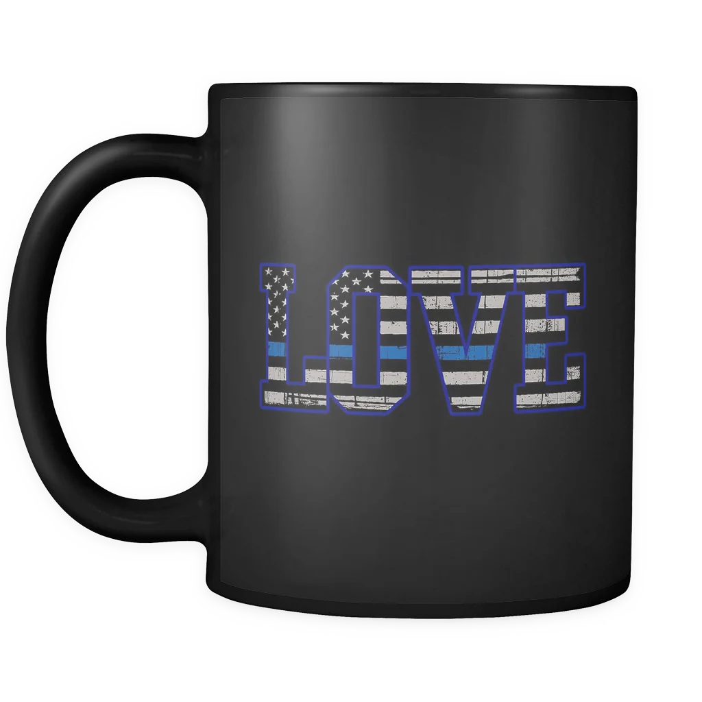 Love - Thin Blue Line Flag Mug - Black - Image 2