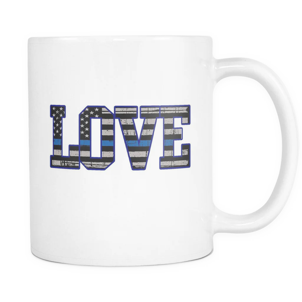 Love - Thin Blue Line Flag Mug - White