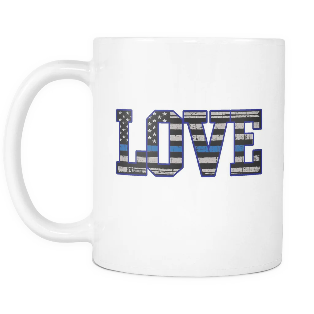 Love - Thin Blue Line Flag Mug - White - Image 2