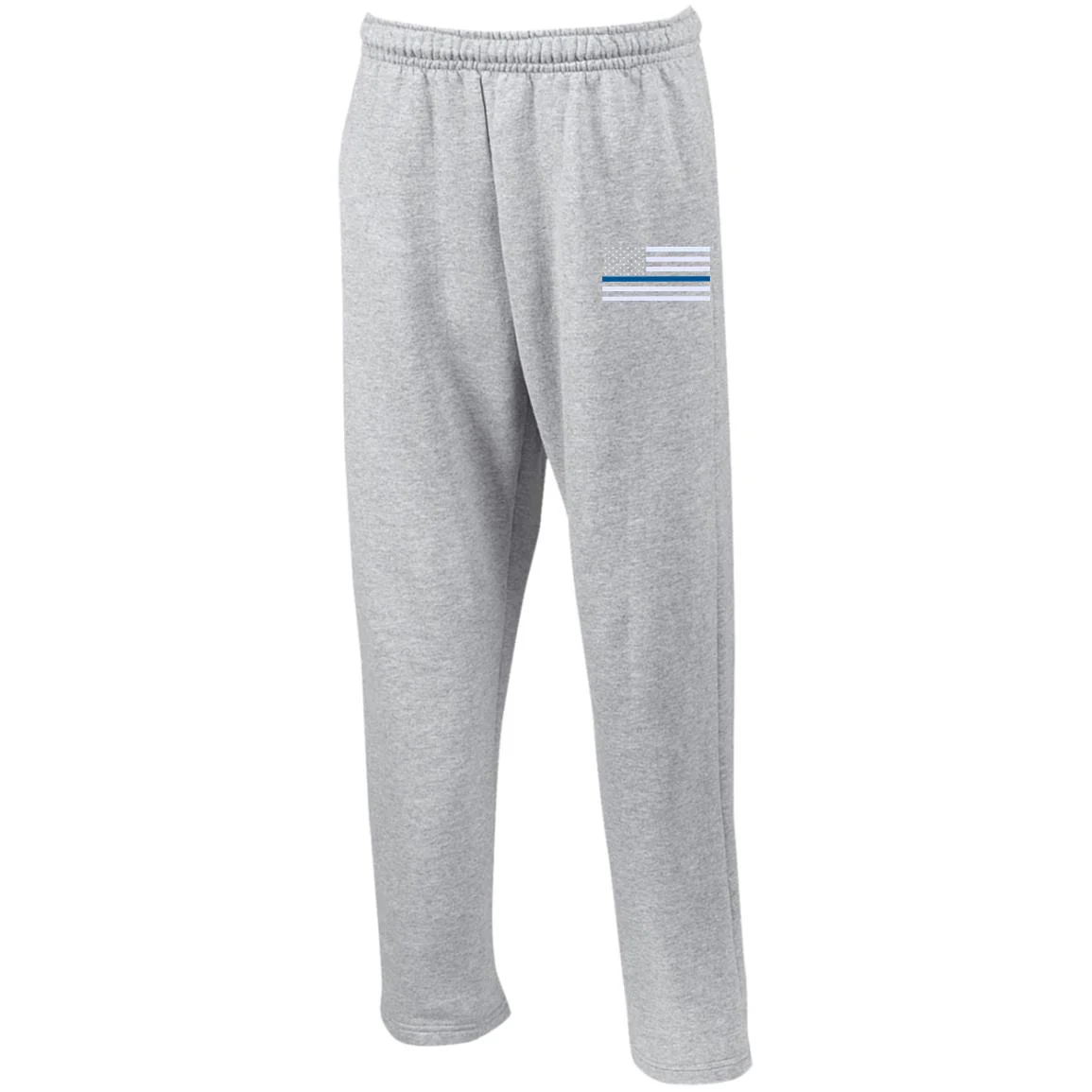 Men's Thin Blue Line Open Bottom Sweatpants with Pockets - Image 2