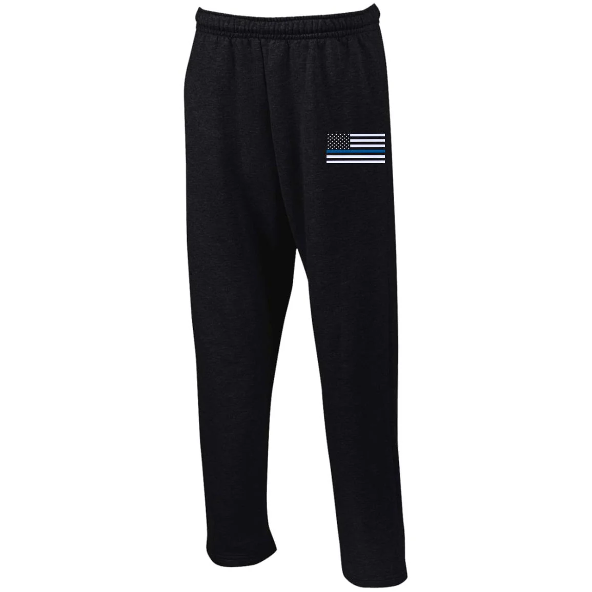 Men's Thin Blue Line Open Bottom Sweatpants with Pockets - Image 3