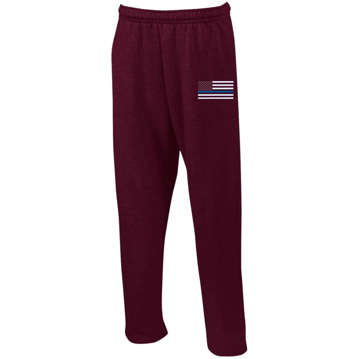 Men's Thin Blue Line Open Bottom Sweatpants with Pockets - Image 4