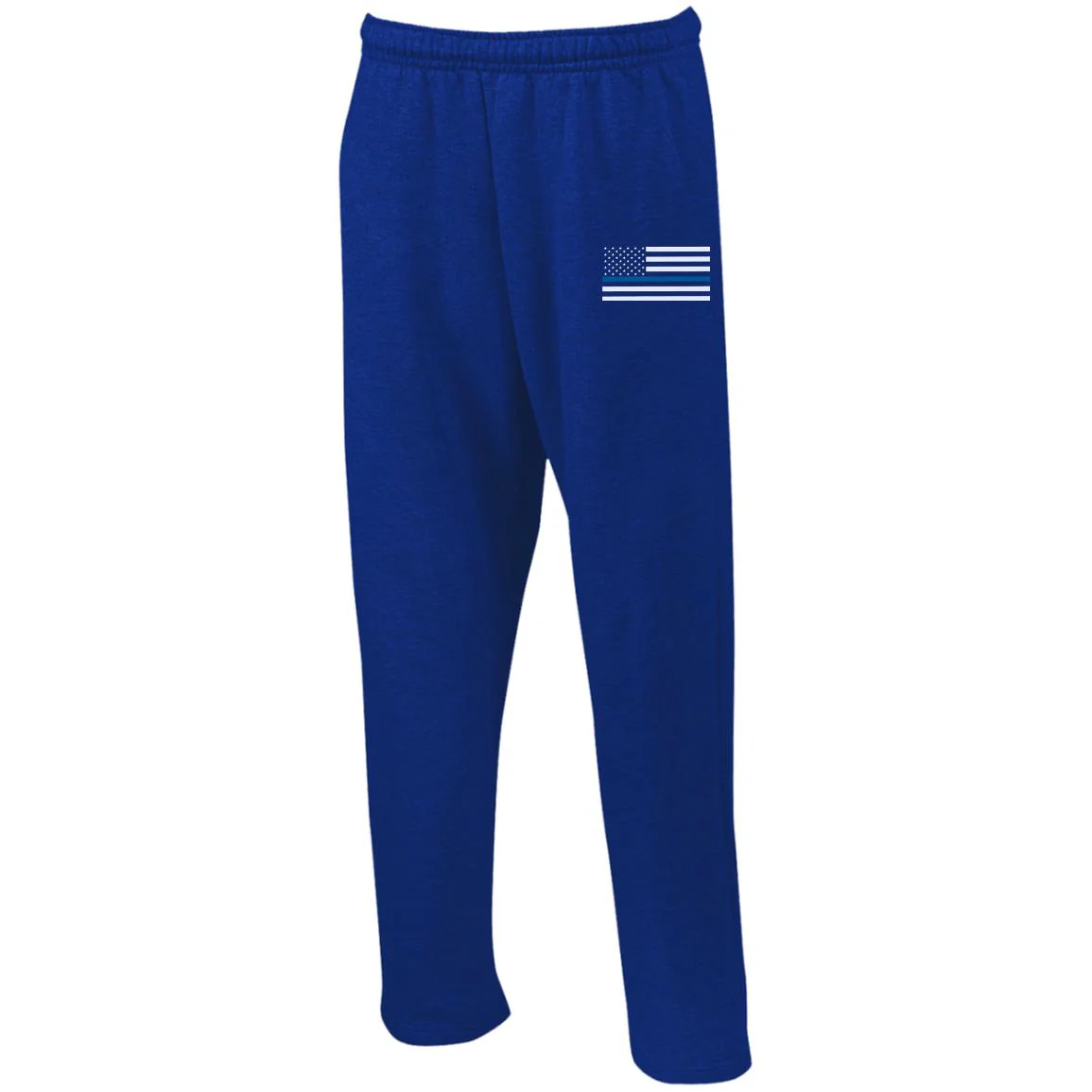 Men's Thin Blue Line Open Bottom Sweatpants with Pockets - Image 7