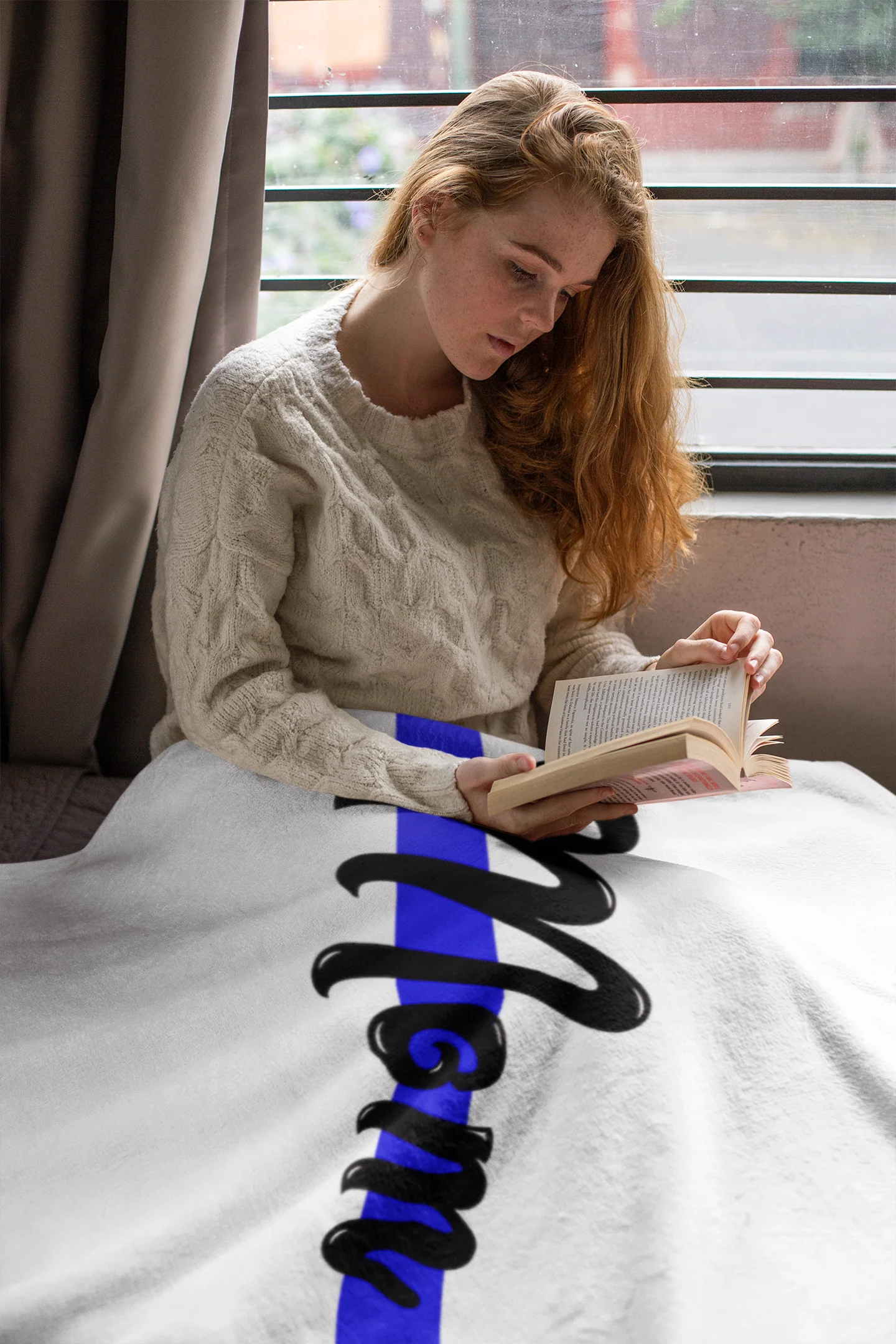 Mom - Thin Blue Line Blanket - White