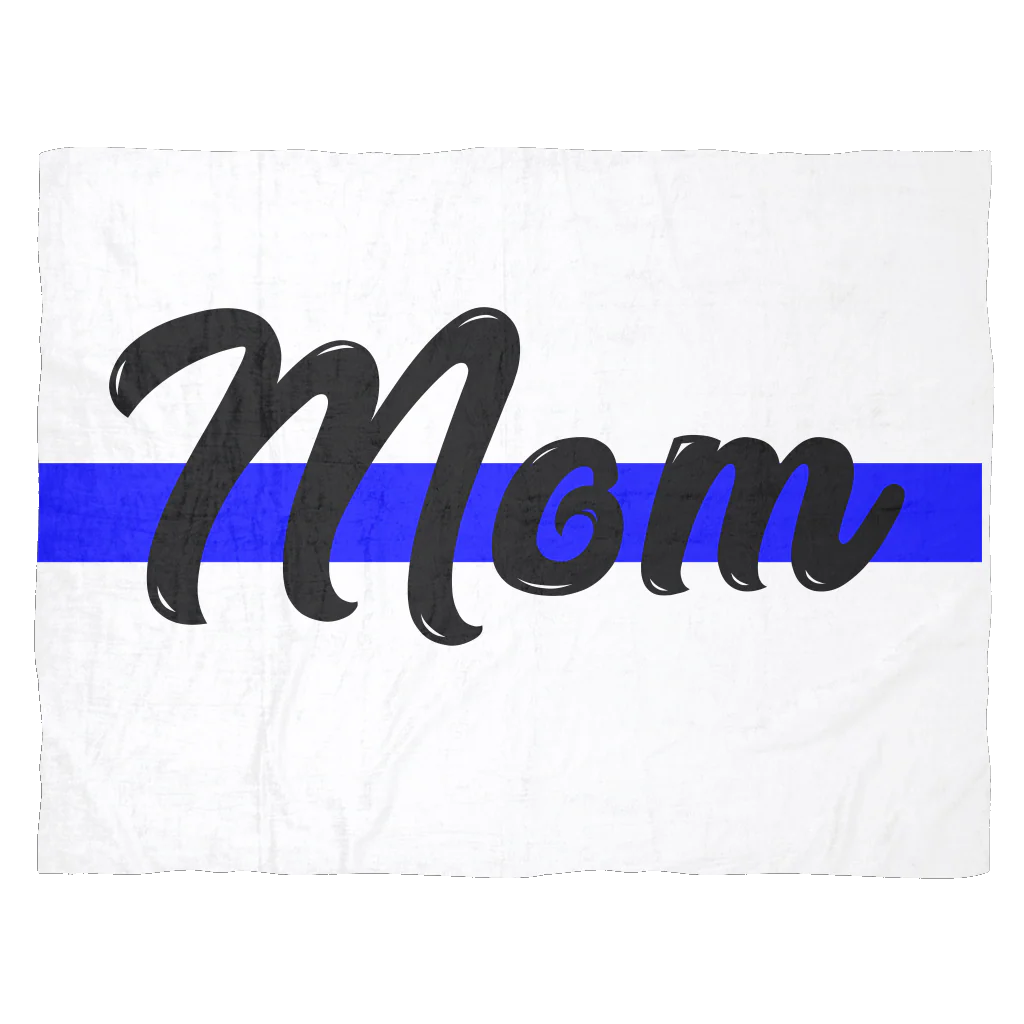 Mom - Thin Blue Line Blanket - White - Image 3