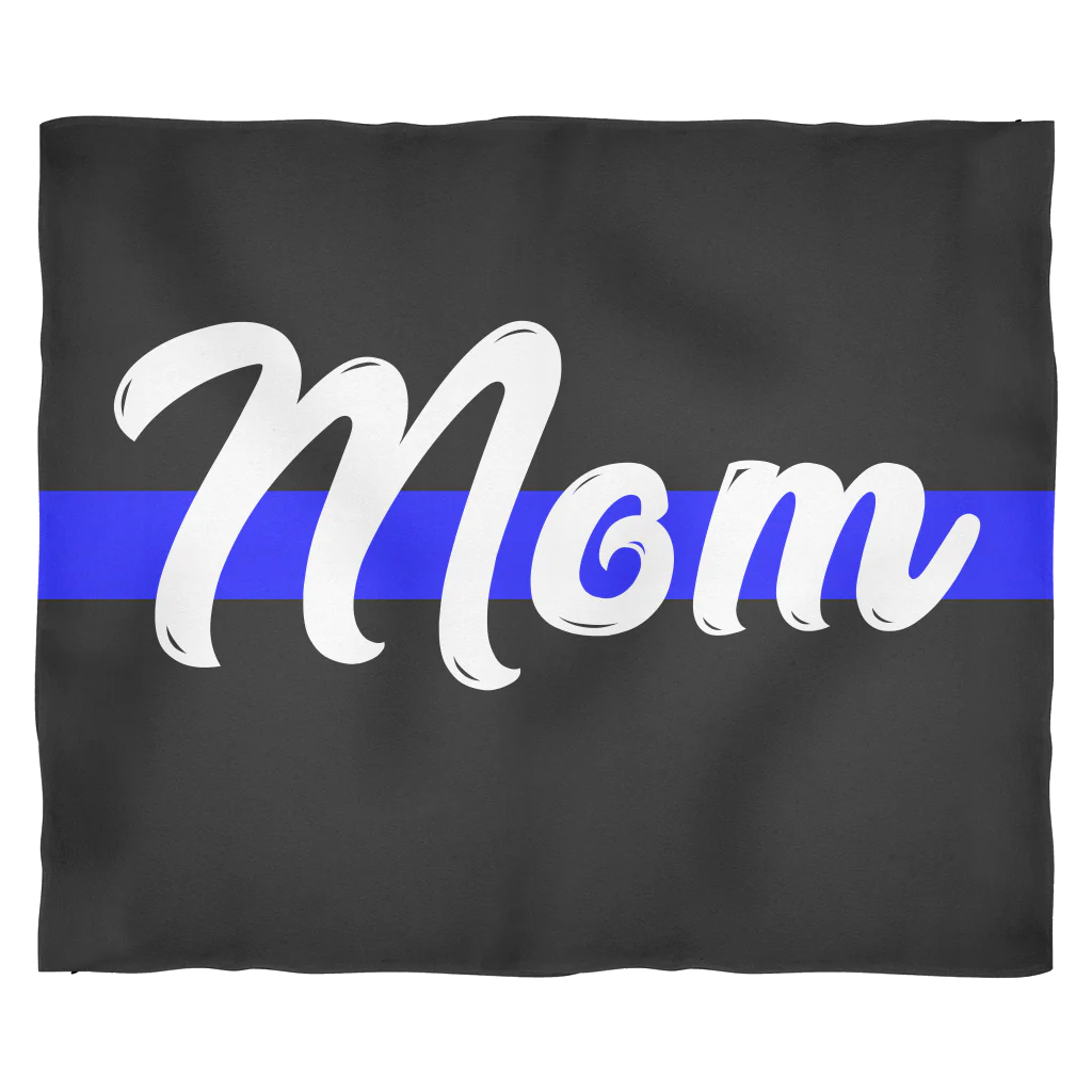 Mom - Thin Blue Line Blanket - Black