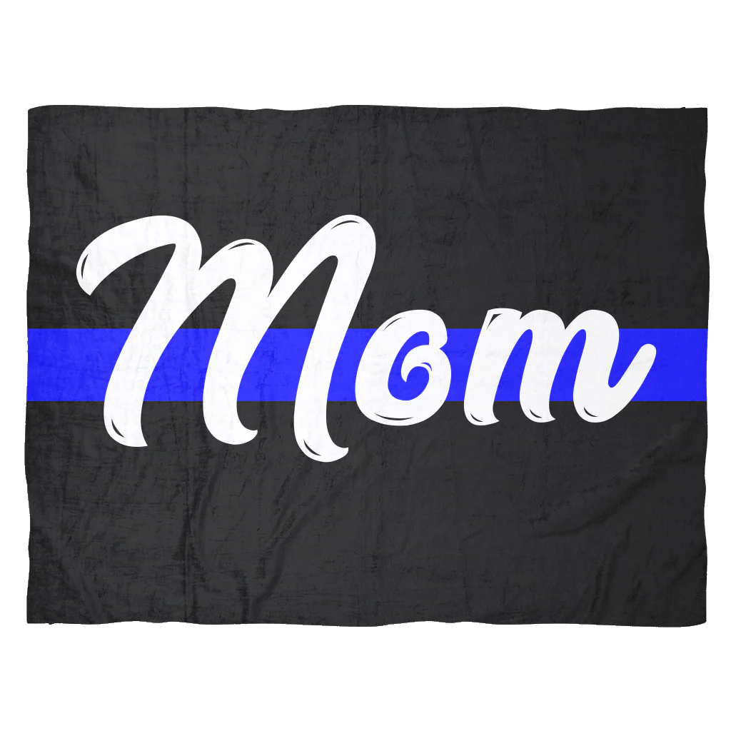 Mom - Thin Blue Line Blanket - Black - Image 2