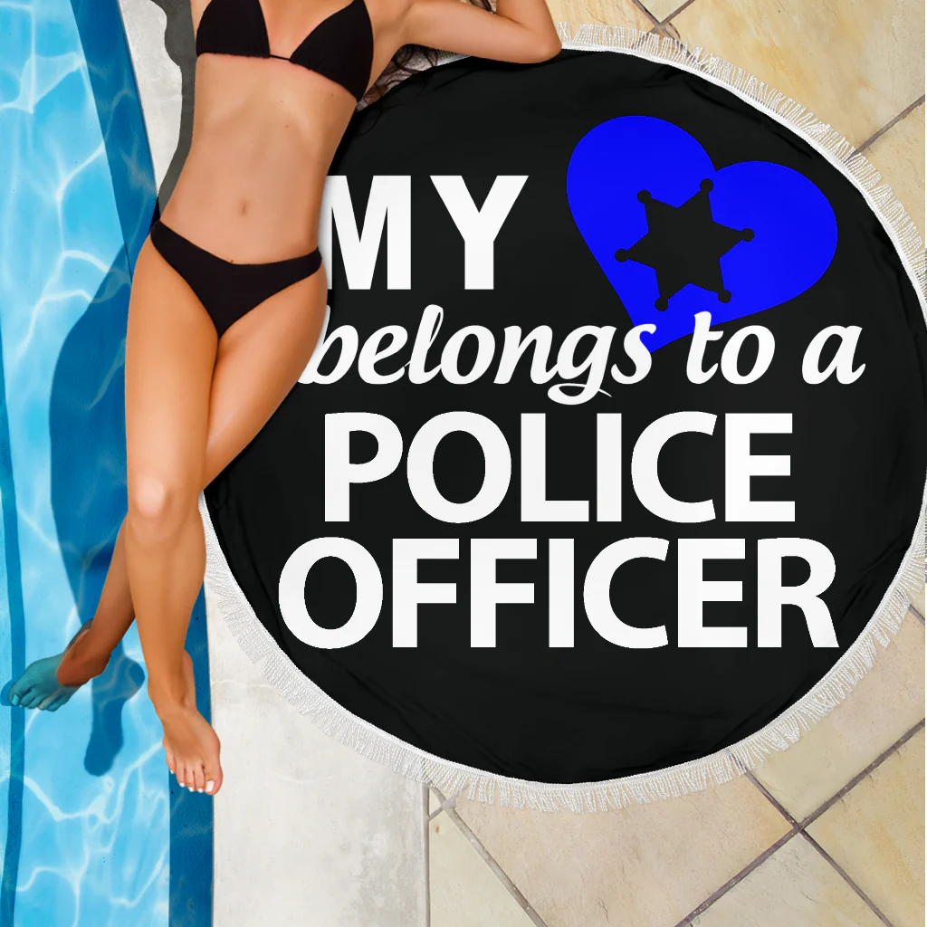 My Heart Belongs to a Police Officer Beach Blanket - Image 3