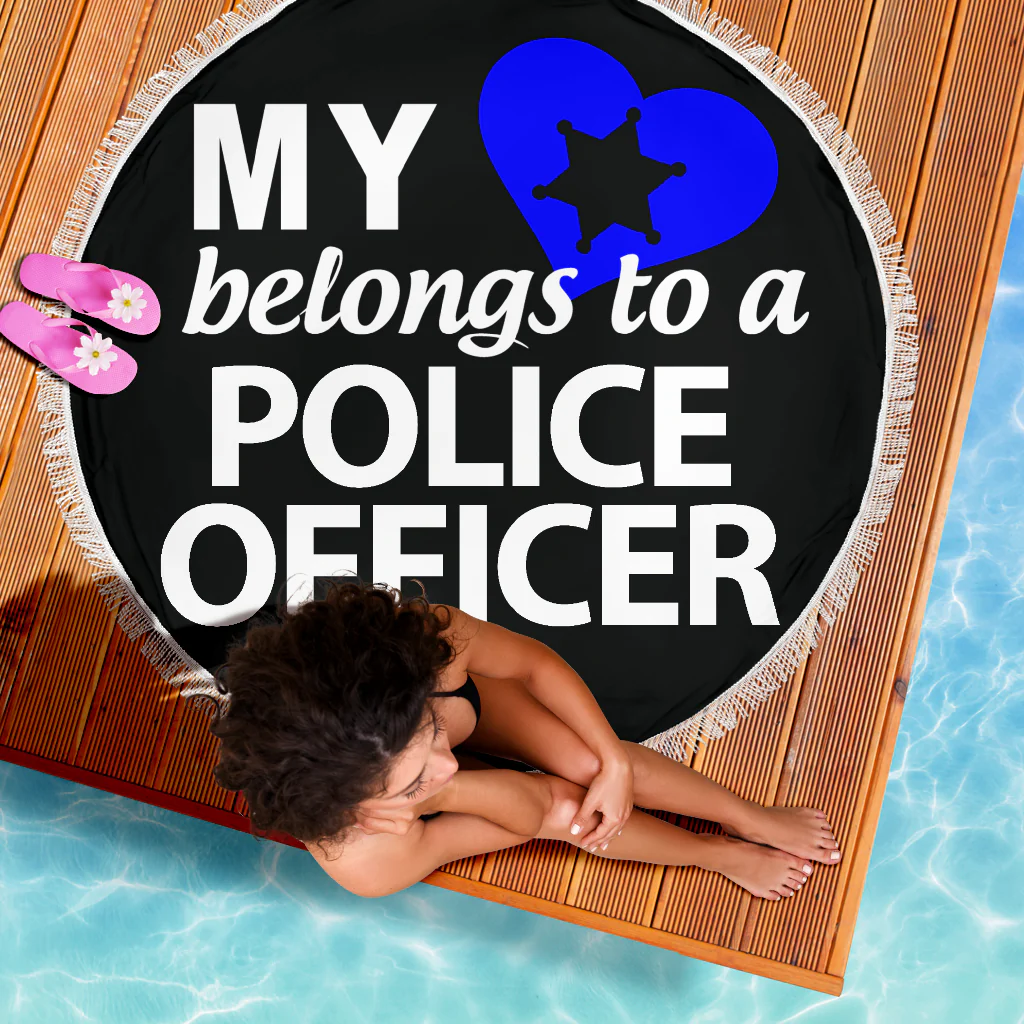 My Heart Belongs to a Police Officer Beach Blanket - Image 5