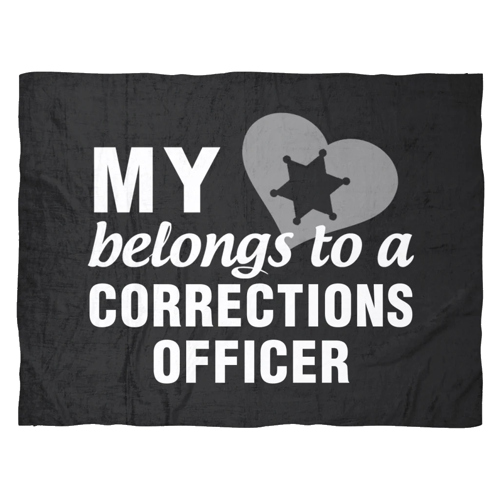 My Heart Belongs To A Corrections Officer Fleece Blanket - Image 3