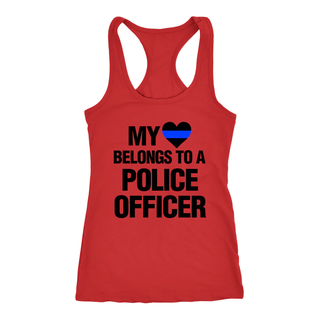 Women's My Heart Belongs To A Police Officer Tank Tops - Image 3
