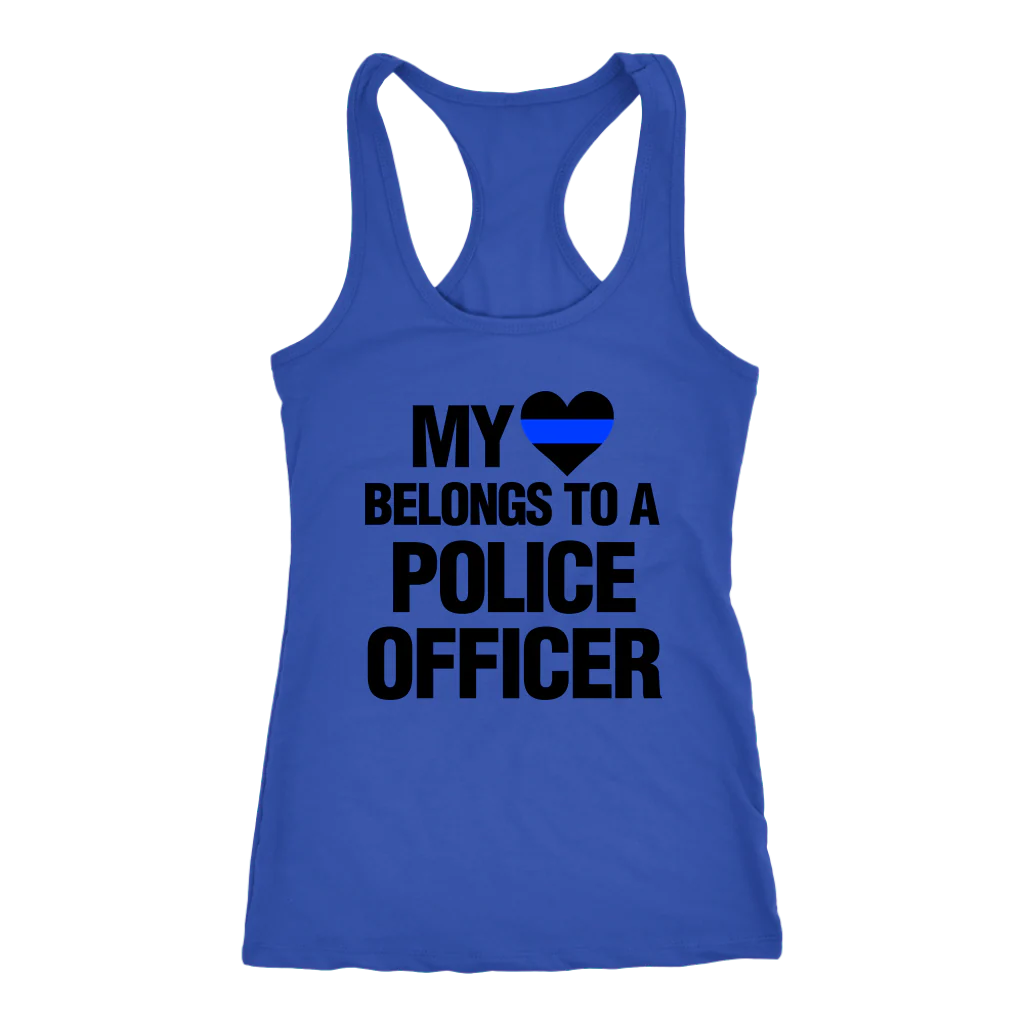 Women's My Heart Belongs To A Police Officer Tank Tops - Image 4