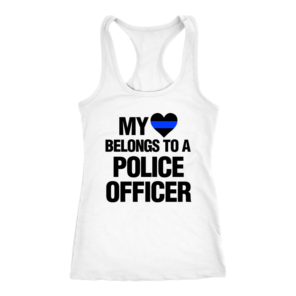 Women's My Heart Belongs To A Police Officer Tank Tops - Image 5