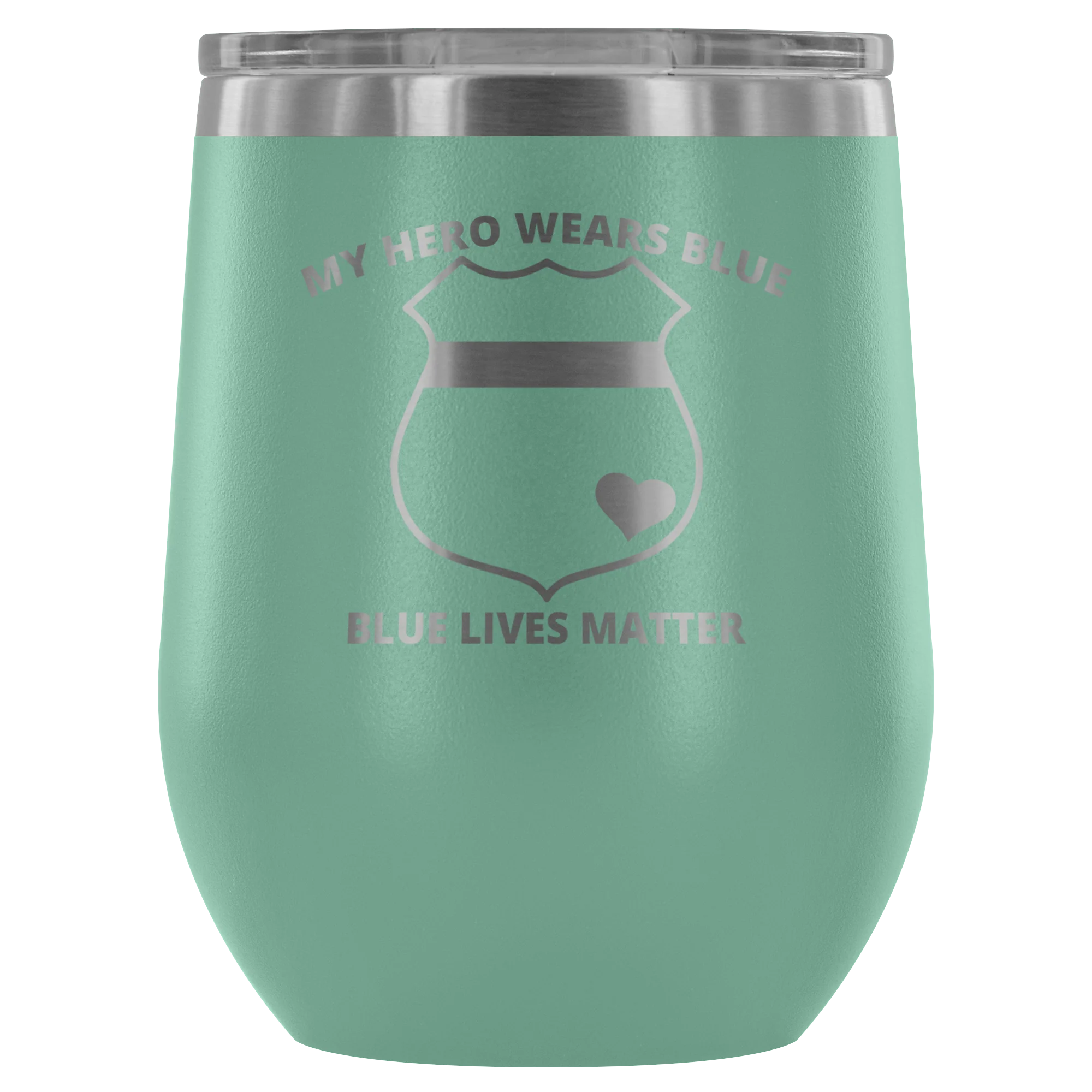 My Hero Wears Blue Wine Tumbler - Image 10