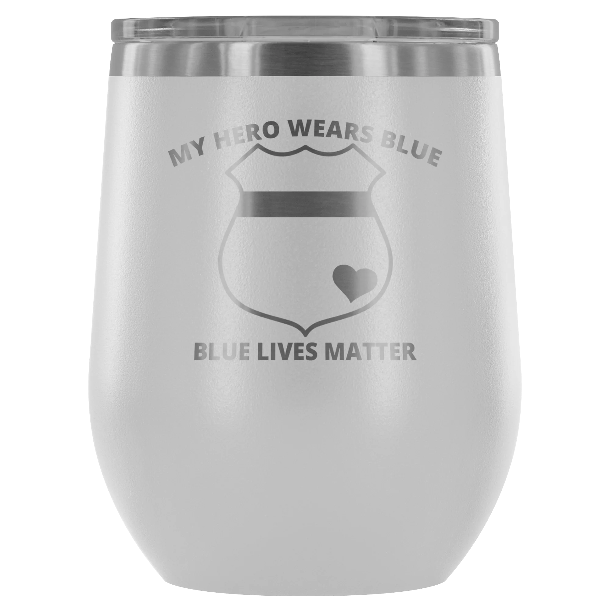 My Hero Wears Blue Wine Tumbler - Image 11