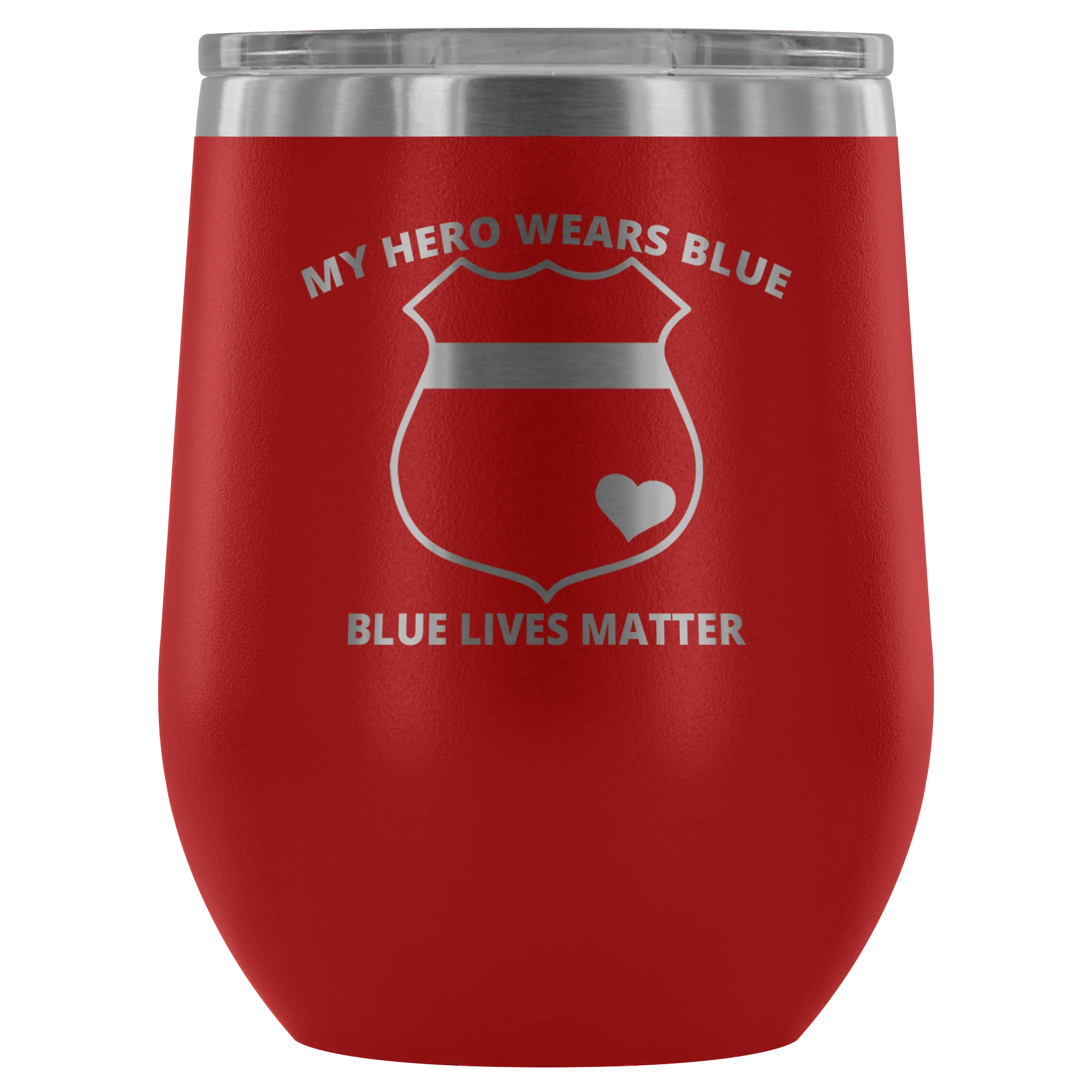 My Hero Wears Blue Wine Tumbler - Image 12