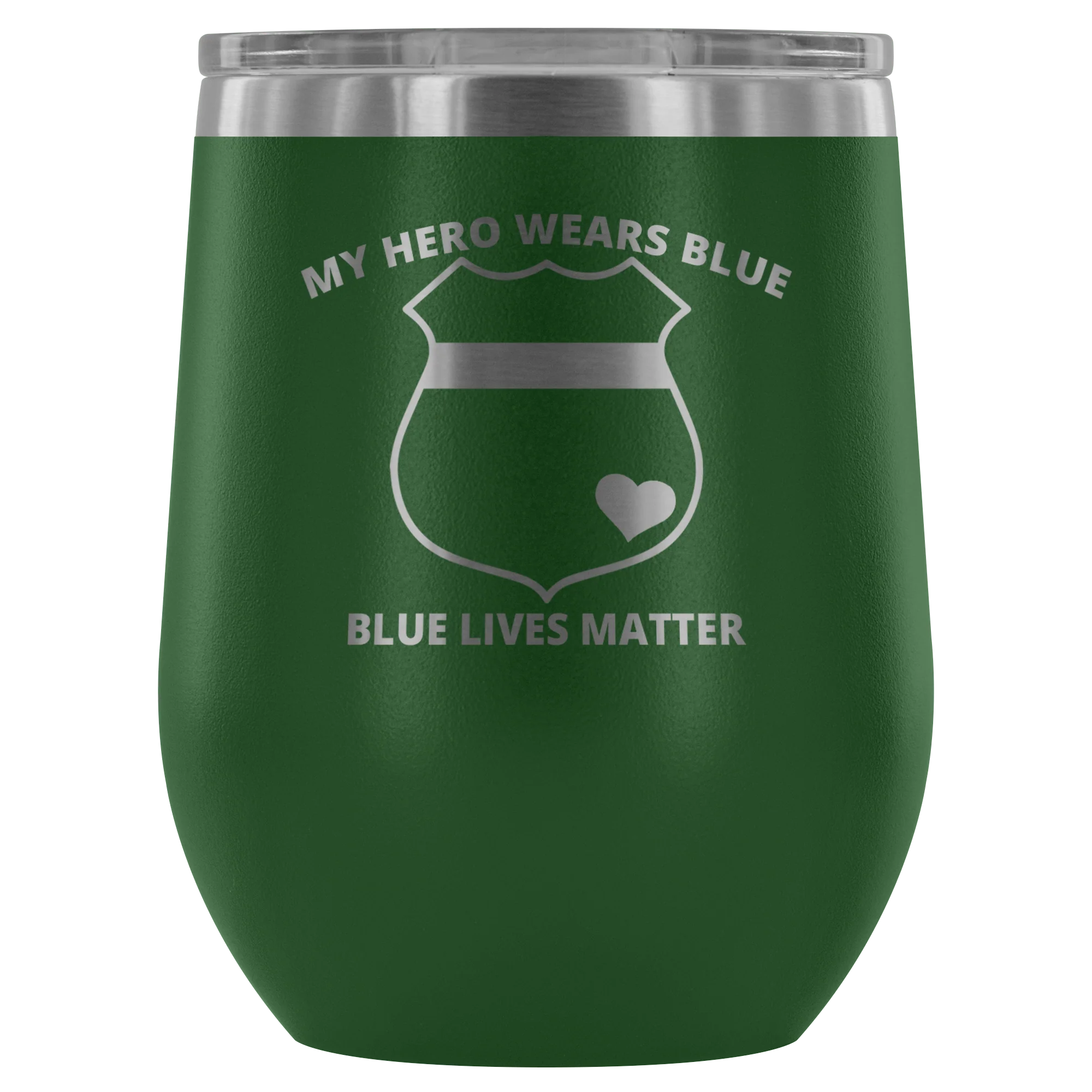 My Hero Wears Blue Wine Tumbler - Image 3